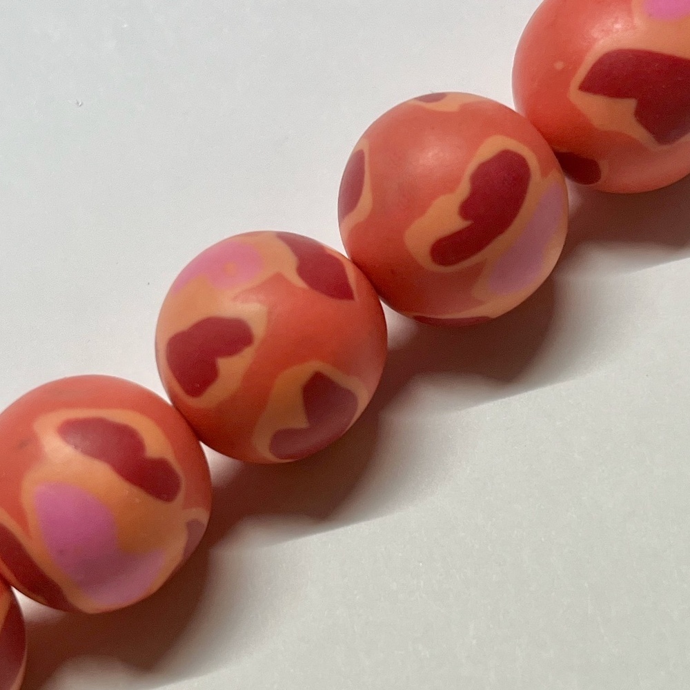 $1 Clearance Large Polymer Clay Colourful Orange Red Pink Rounds 18mm (6)